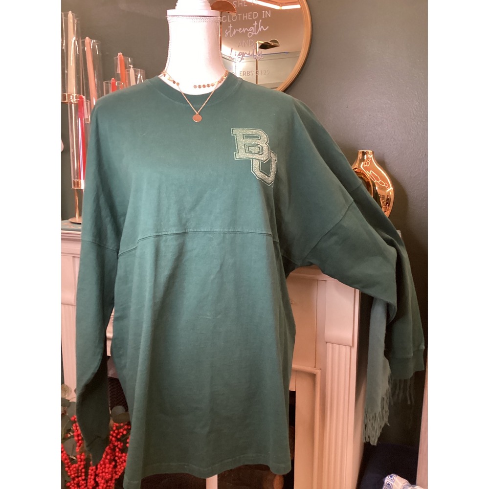 Spirit Jersey Baylor University Women Medium Green Glitter Puff Print - Picture 2 of 5